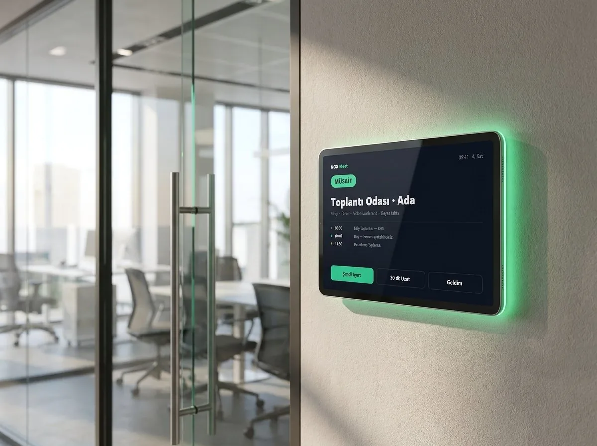 Toplantı odası kapı paneli — NOX Meet