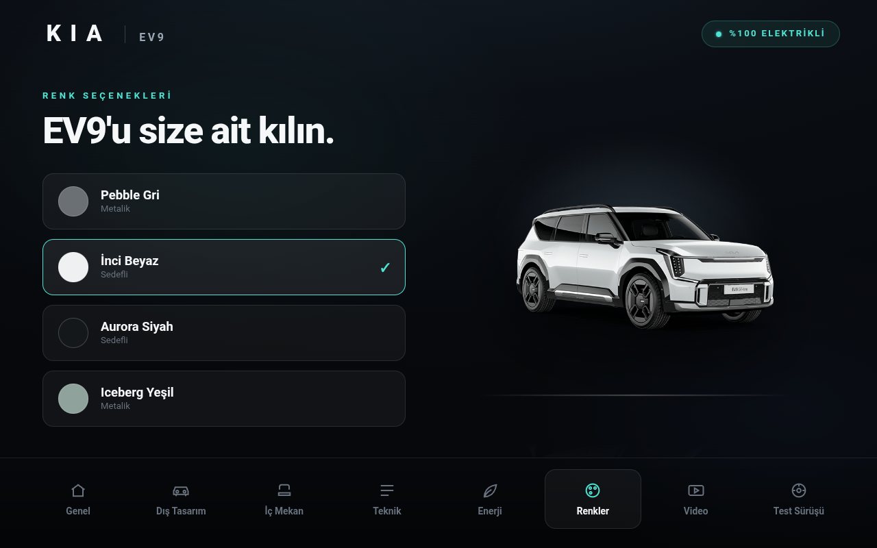 KİA EV9 renk seçenekleri